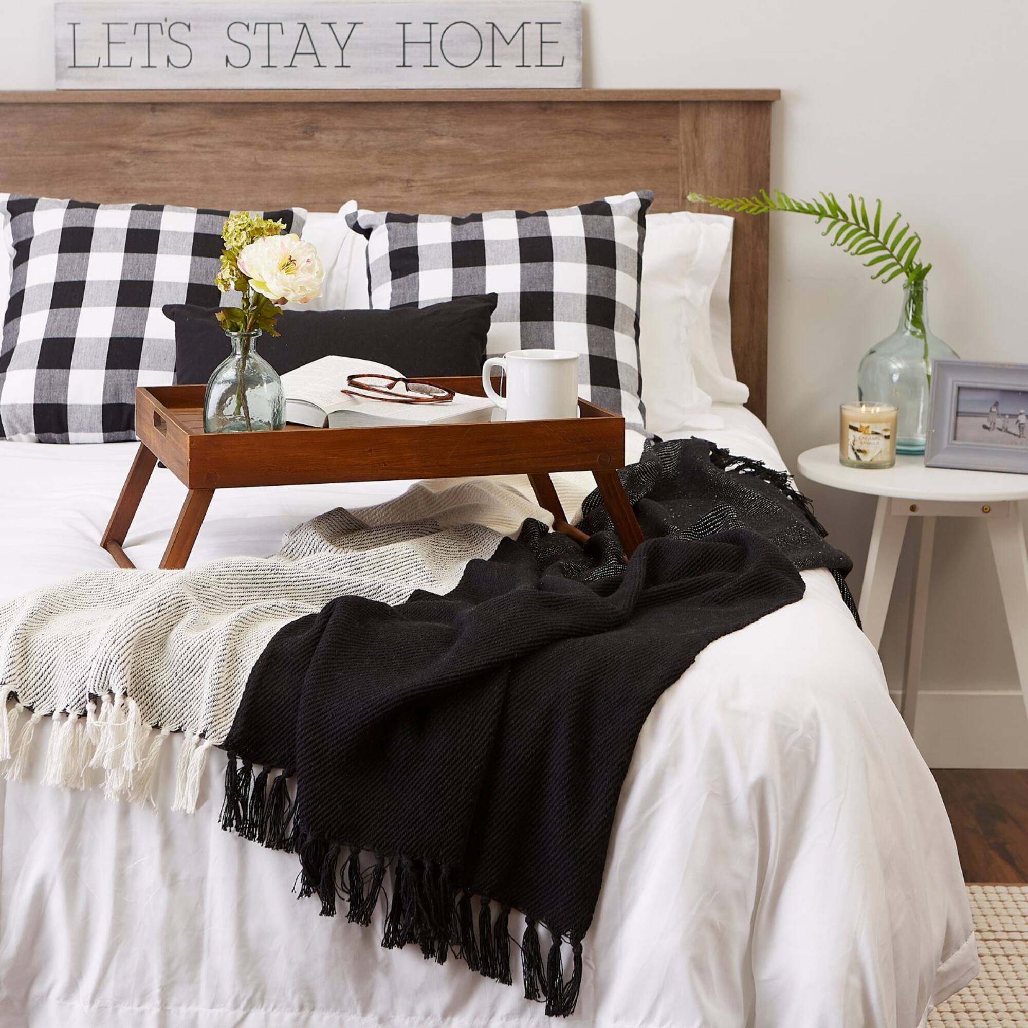 DII® Black Four Square Woven Throw